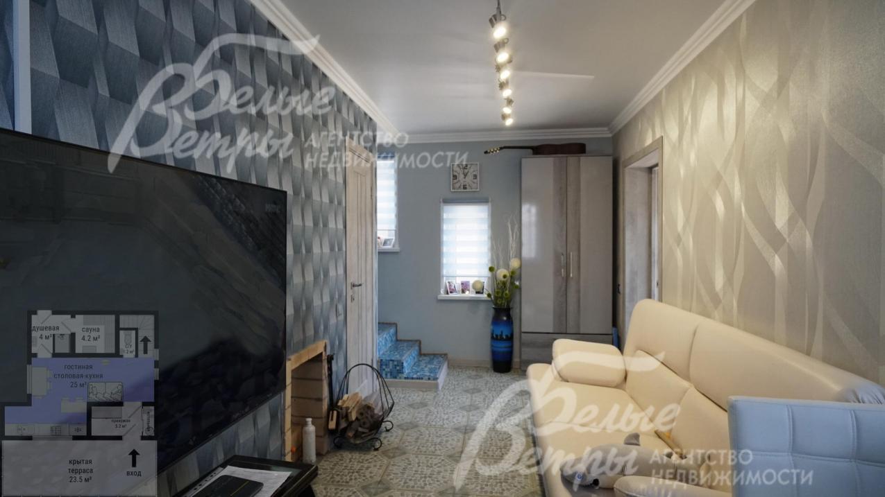 Кухня-гостиная 25 кв.м с камином 