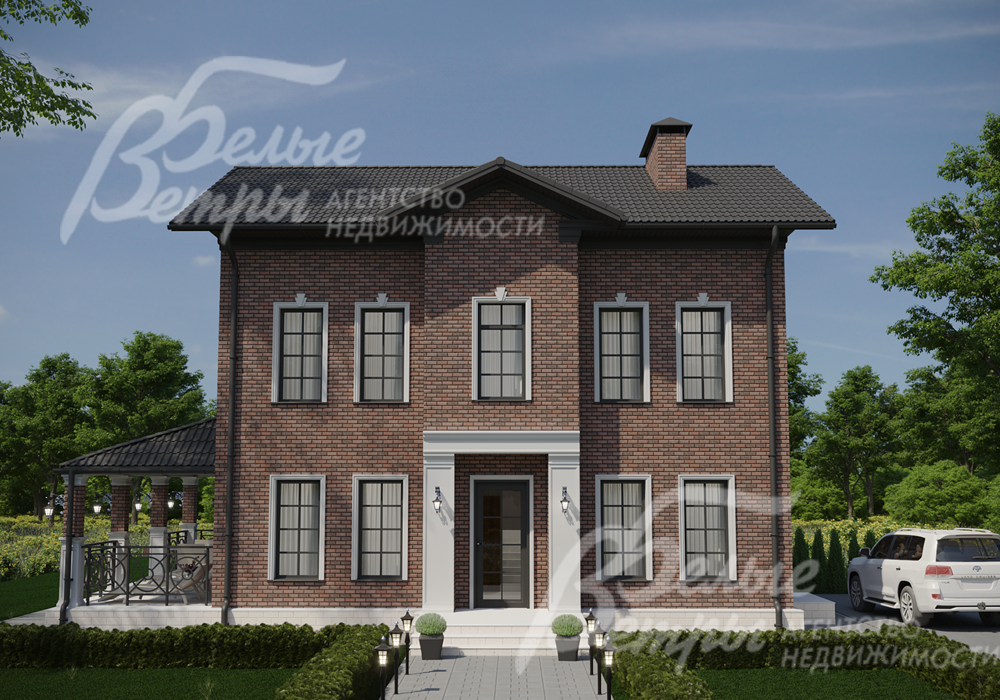 Меблированный дом, полностью готовый к заселению, построенный в элегантном стиле английской классики