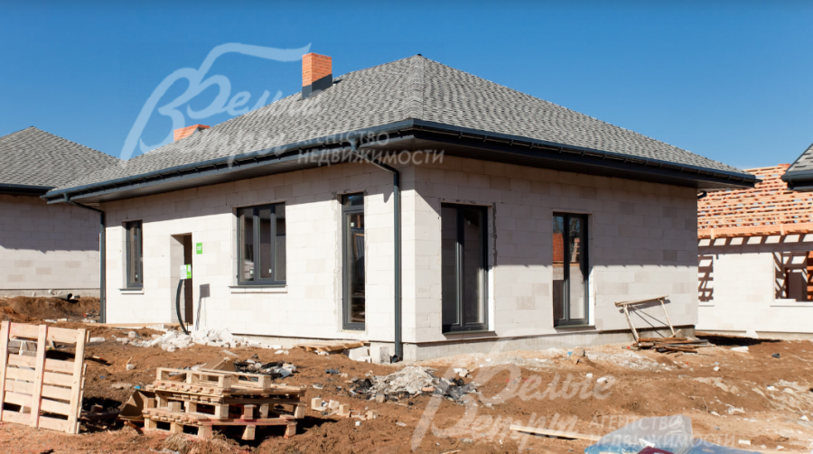 Одноэтажный дом под чистовую отделку 96 кв.м в Акиньшино Стены газоблок Бонолит Д400