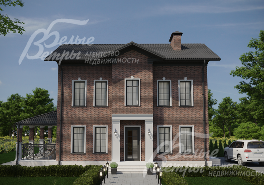 Меблированный дом, полностью готовый к заселению, построенный в элегантном стиле английской классики