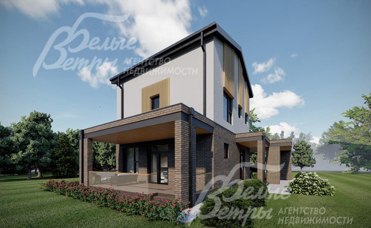 Крытая веранда с выходом на участок, облицованная кирпичом (рендер)